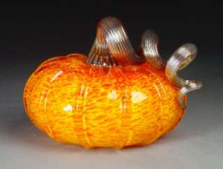 Exquisite Hand Blown Glass Pumpkin Harvest Small Spots  