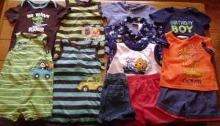 12 pc Lot Beach/Surf Rompers Shorts Tops Carters Jumping Bean Boys 24 