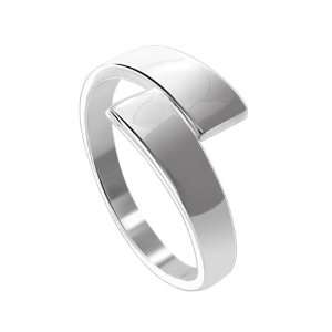   Silver 9mm Wide Front Overlapping Polished Finish 3mm Band Ring Size 7