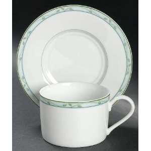  Nikko Perennial Green Flat Cup & Saucer Set, Fine China 