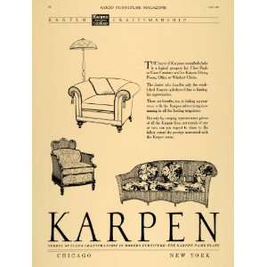  1921 Ad Karpen Furniture Upholstered Sofa Chairs Lamps 