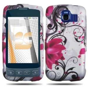 PINK LOTUS Hard Rubber Feel Plastic Design Cover Case for LG Optimus S 