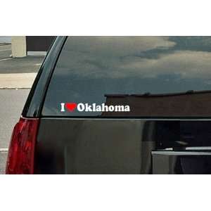 Love Oklahoma Vinyl Decal   White with a red heart
