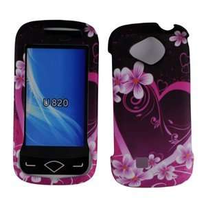  Pink with Purple Love Heart Rubber Texture Samsung U820 