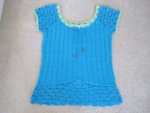 Faded Glory Turquoise Knit Top Sweater L Large NEW  