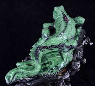 48Lb) Natural Ruby Zoisite Lizard Sculpture, Stone Carving #V56 