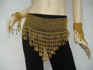 Belly Dance Belly Costume Accessory Bead&Bell Hip Skirt Scarf Belt 