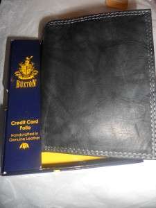 NIB Buxton Mens Tall European Leather Cardex Hipster Wallet,Black 