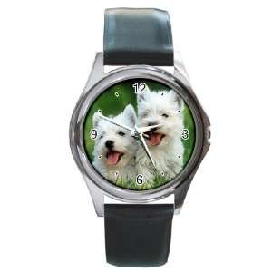  Westie Puppy Dog 3 Round Leather Watch CC0644 Everything 