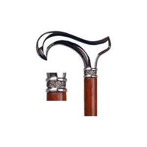 Chrome Plated Derby Walking Cane With Padauk Shaft and Rose Pewter 