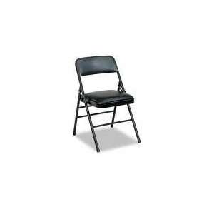   Padded Series Folding Chairs, Black Vinyl and Frame, 4/Carton Office