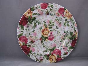   COUNTRY ROSE CHINZ DESSERT PLATE 7 3/4 NEW RED PINK GOLD ROSES