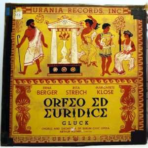 Orfeo ed Euridice, Gluck, Kother, 3LPs, Erna Berger, Urania, Red 