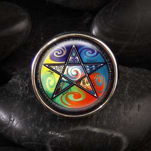 Wiccan 5 Elements Pentacle Sterling Silver Ring RR 221  