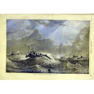   Boat Ship Storm Fishermen French Print 1859