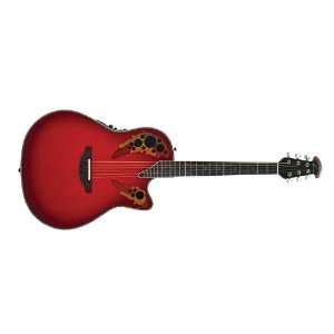   Acoustic Electric Guitar w/ Case Red Tear Drop Musical Instruments