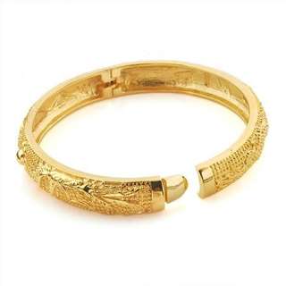 Luxury 24K Yellow Gold Filled Wedding Womens Bangle Bracelet 10MM W 