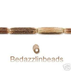 45+ Dark Brown Wooden Tube Beads~Long Wood Oval Barrel  