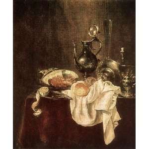   name Ham and Silverware, By Heda Willem Claesz