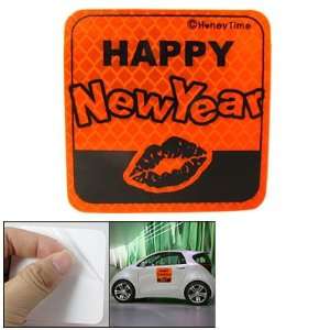   Auto Car Plastic Blk Happy New Year Sticker Orange Red Automotive