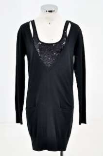   Juicy Couture Black Sequin Detailed Knee Length Long Sleeve Dress