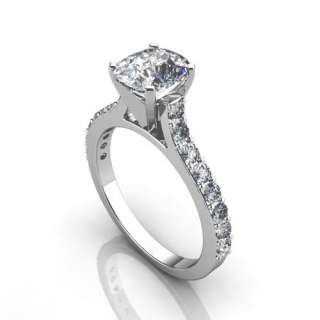 27Ct CUSHION CUT CATHEDRAL ENGAGEMENT RING 14K SOLID GOLD  