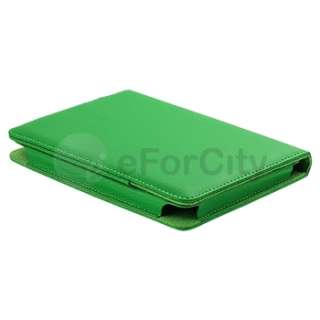 Green Leather Pouch Skin Case Cover+LED Tablet Reading Light For 