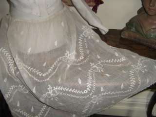 Fine Georgian Regency antique muslin apron   whitework  