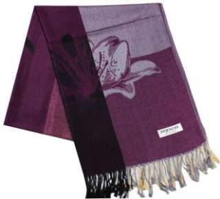 New Purple Pashmina Cashmere Scarf Wrap With Flowers  