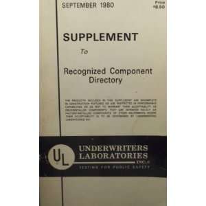   to Recognized Componet Directory Underwriters Laboratories Books