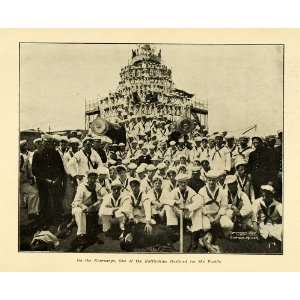  1907 Print Kearsarge Battleship Pacific Crew Sailors 