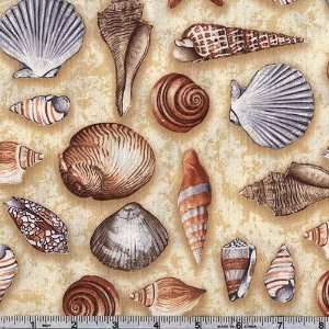    45 Wide Seashells Sand Fabric By The Yard Arts, Crafts & Sewing