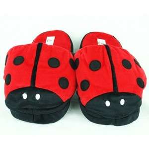Cute Animal Ladybug Plush Indoor Slippers  