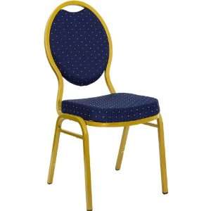  Blue Tear Drop Style Stacking Banquet Chair   Gold Frame 