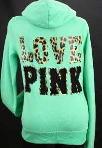 Victorias Secret Love PINK Leopard Zip Hoodie Sweatshirt  