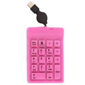  Silicone Numerical 18 Keys Retractable USB Keypad Pink 