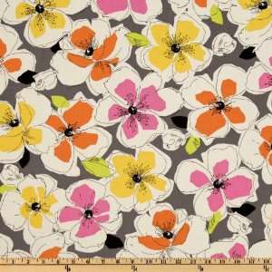   Large Flower Gray/Multi Fabric By The Yard Arts, Crafts & Sewing