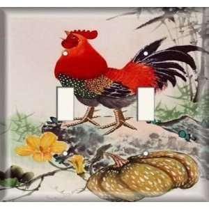    Double Switch Plate OVERSIZE   Rooster Crow