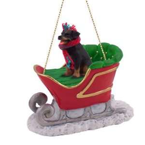  ROTTWEILER Dog on a SLEIGH RIDE Christmas Ornament NEW 