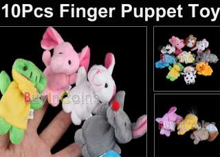 10Pcs Velvet Finger Animal Puppet Play Learn Story Toy  