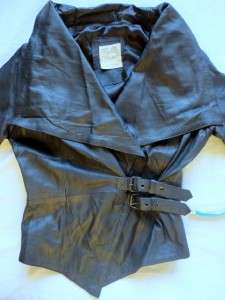   soft dusty navy blue asymmetrical 100% leather jacket(biker)S/M  