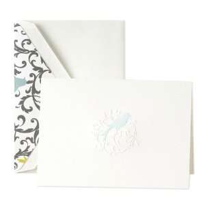  Hand Engraved Aviary Bird Scroll Notes   Stationery by 