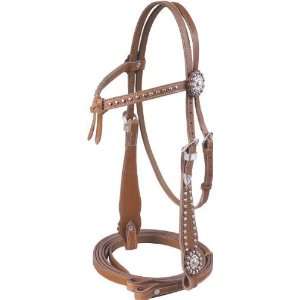  Cowboy Pro Knotted Brow Headstall W/ Reins   Pecan   Horse 