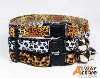 x3) Leopard Set Safety Breakaway* CAT COLLAR *  