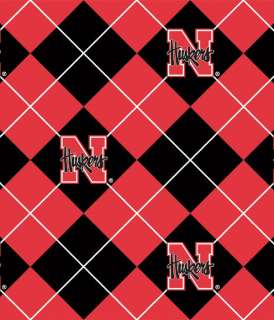   University of Nebraska Cornhuskers Argyle Print Fleece Fabric sne095s