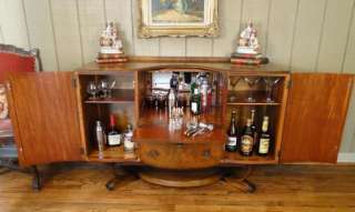 Antique Art Deco BAR Liquor Cabinet~Cocktail~Pop Open~Burl Walnu 