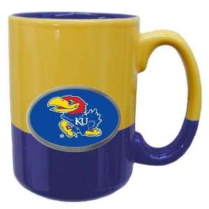  Kansas Jayhawks NCAA Team Logo 2 Tone Grande Mug Yellow 