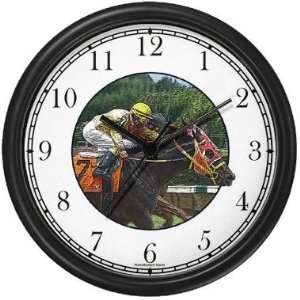  Two Racehorses / Thoroughbreds Running (JP6) Wall Clock by 