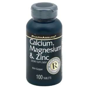 PharmAssure Calcium, Magnesium & Zinc, with Copper, Tablets 100 
