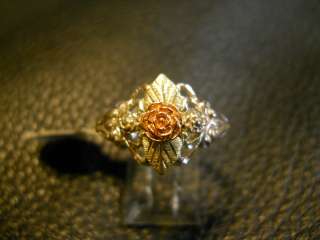 Ladies Black Hills Gold on Silver Rose Ring  